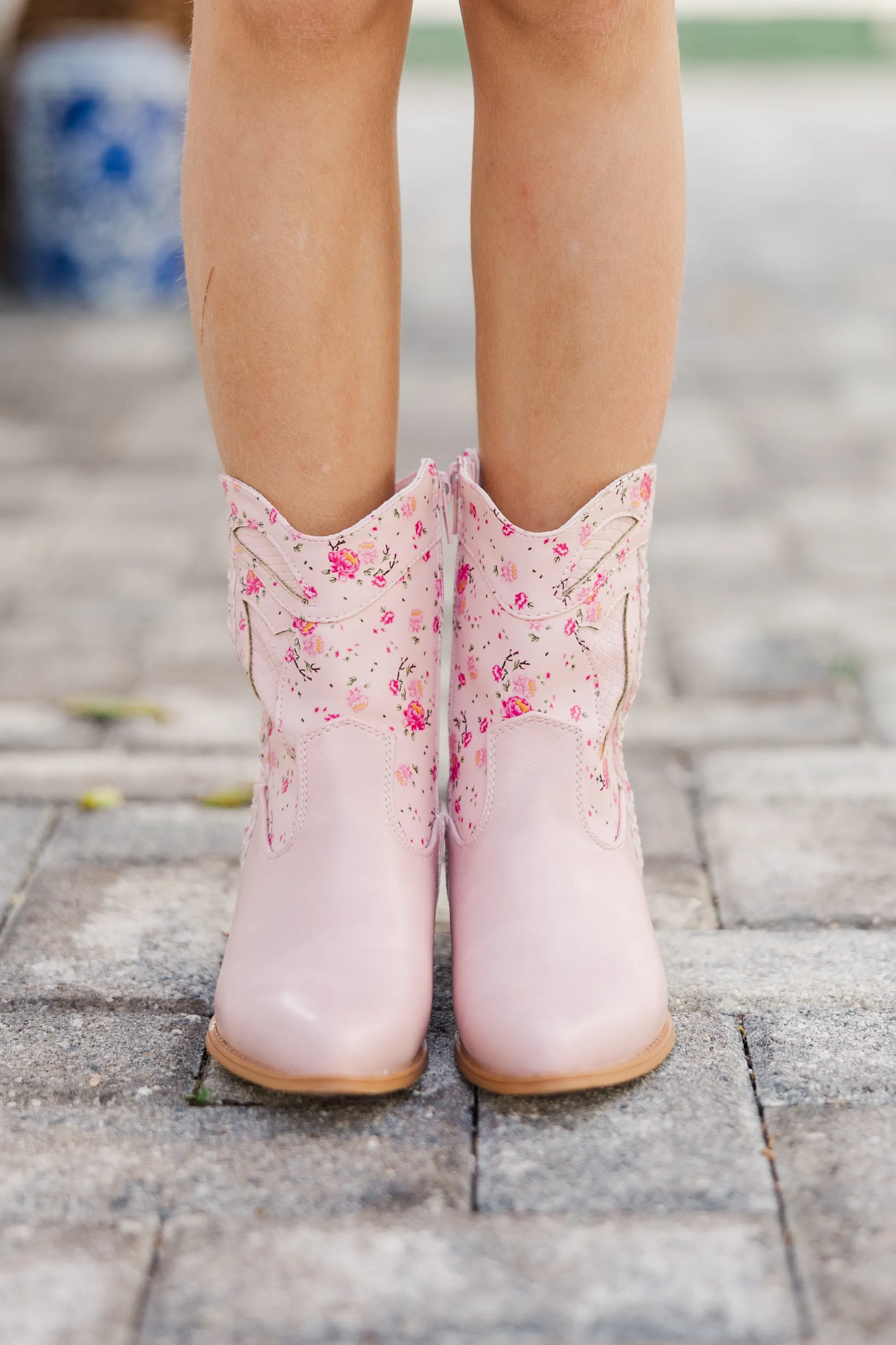Girls: The Courtney Light Pink Floral Boot