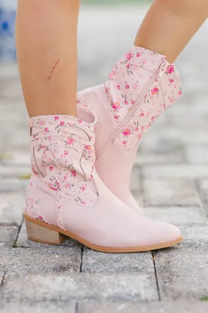 Girls: The Courtney Light Pink Floral Boot