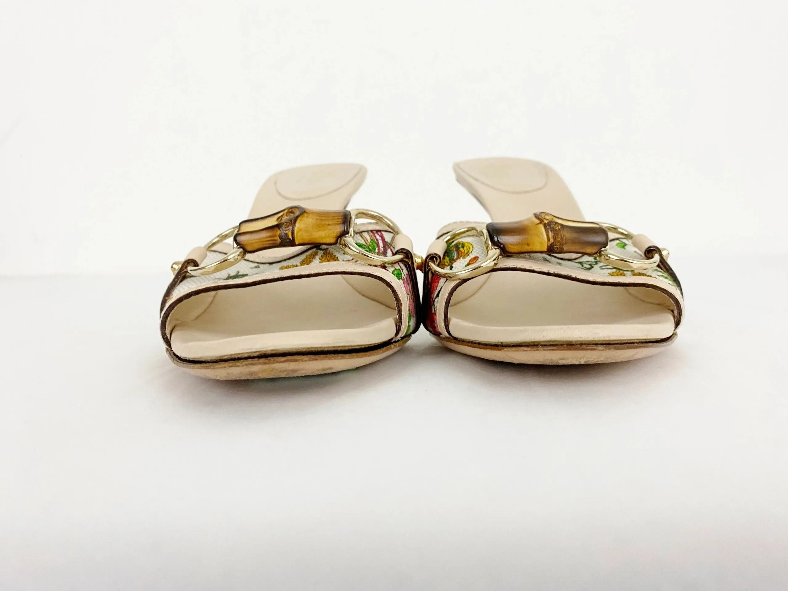 Gucci Floral Bamboo Mules Size 38.5 It (8.5 Us)