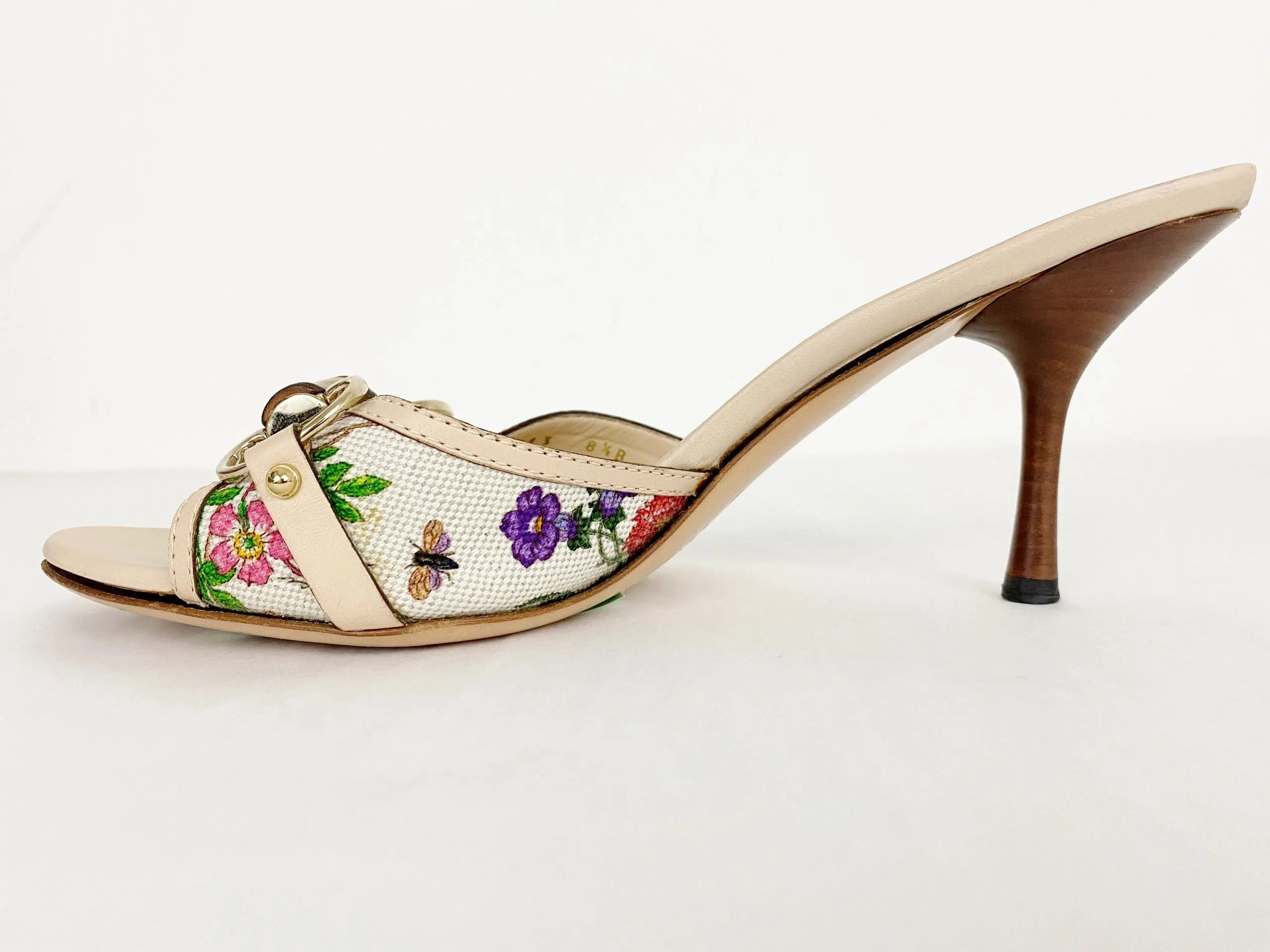 Gucci Floral Bamboo Mules Size 38.5 It (8.5 Us)