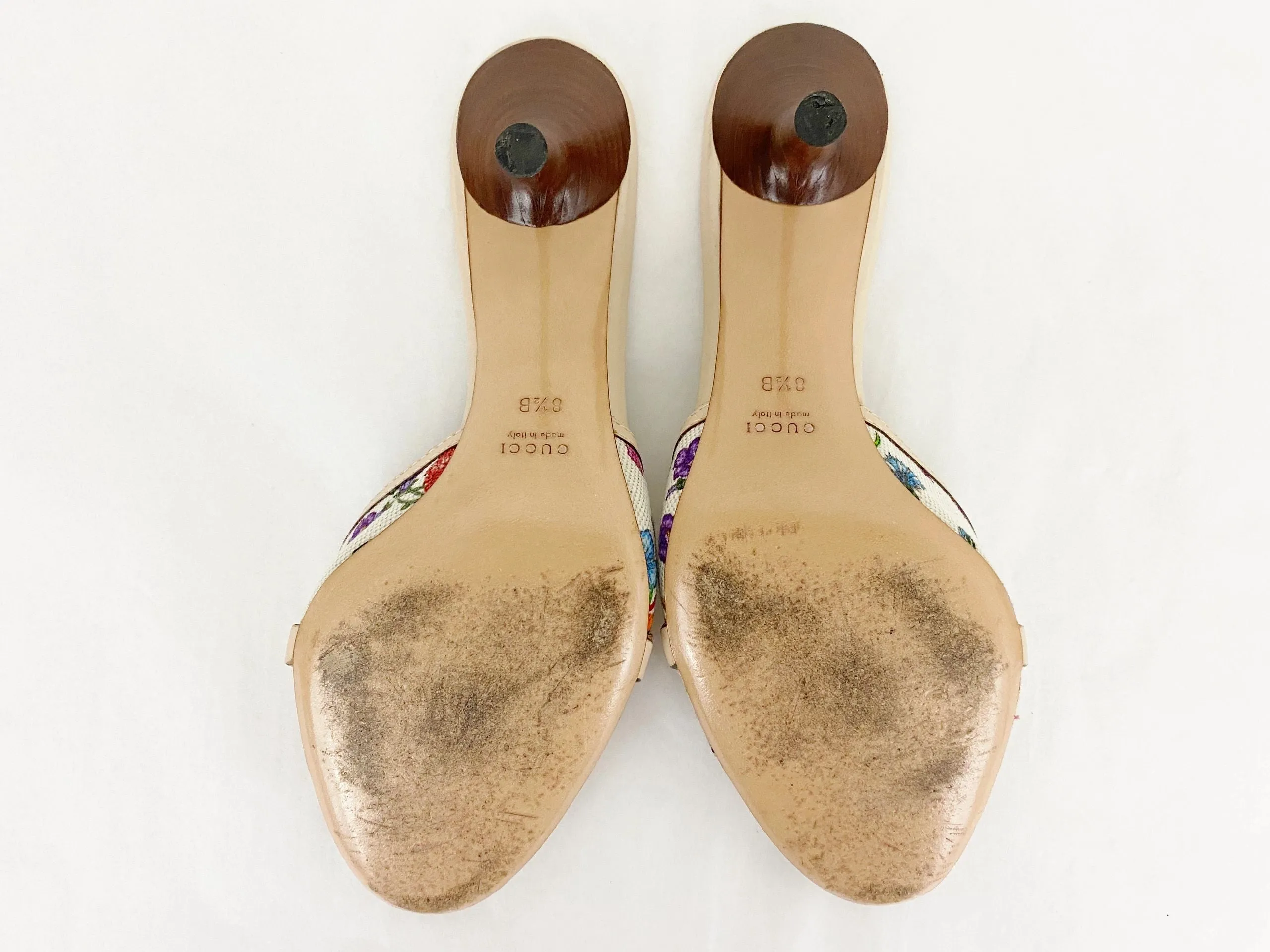 Gucci Floral Bamboo Mules Size 38.5 It (8.5 Us)