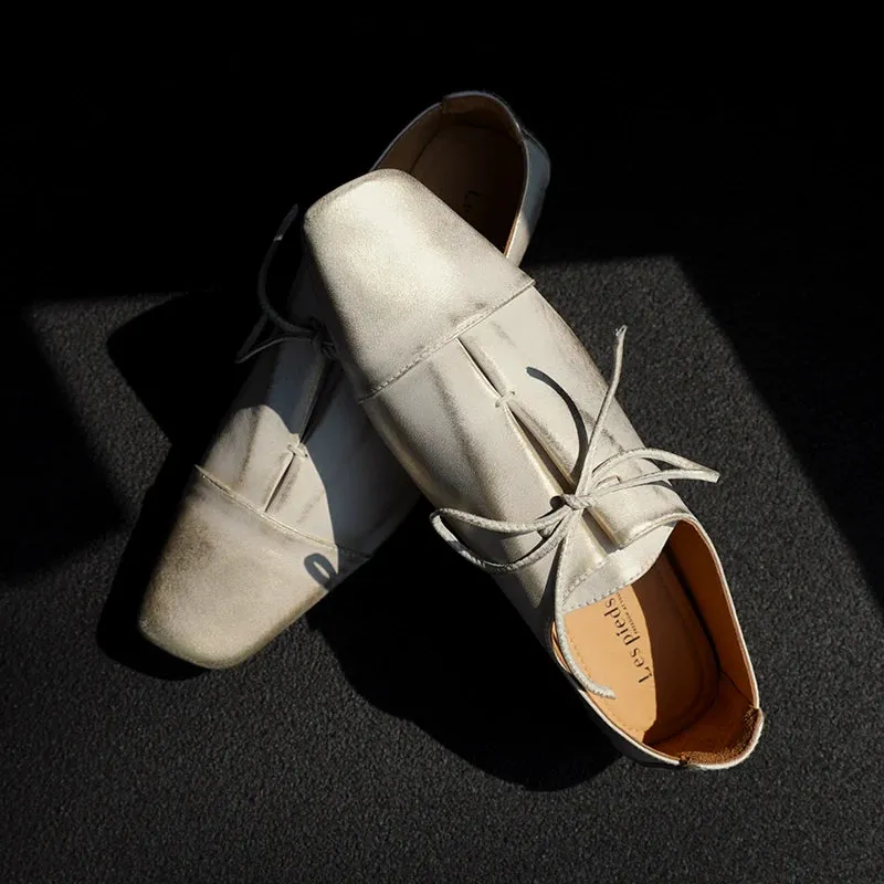 Hand-Brushed Retro Lace-Up Shoes