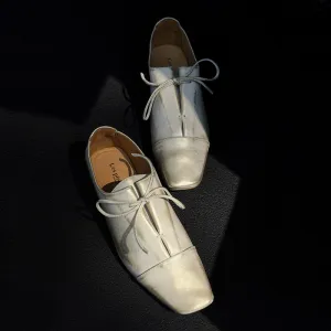 Hand-Brushed Retro Lace-Up Shoes