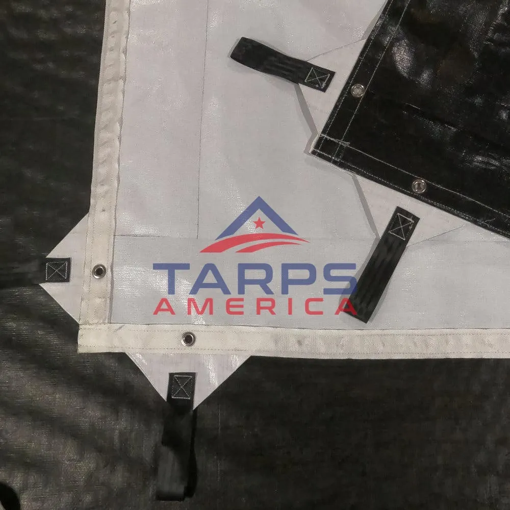 Hay Tarp Cover with Hand Straps, 12 mil Black/White Medium Duty Poly