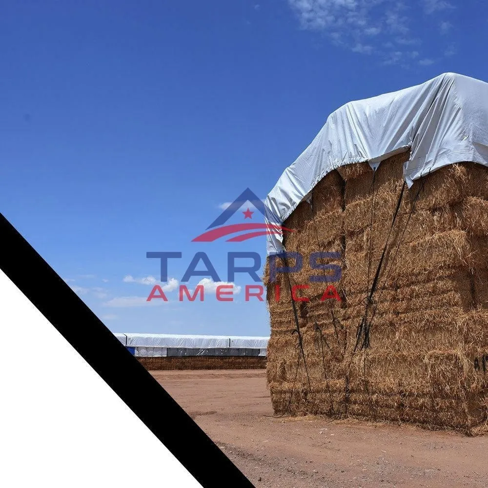 Hay Tarp Cover with Hand Straps, 12 mil Black/White Medium Duty Poly