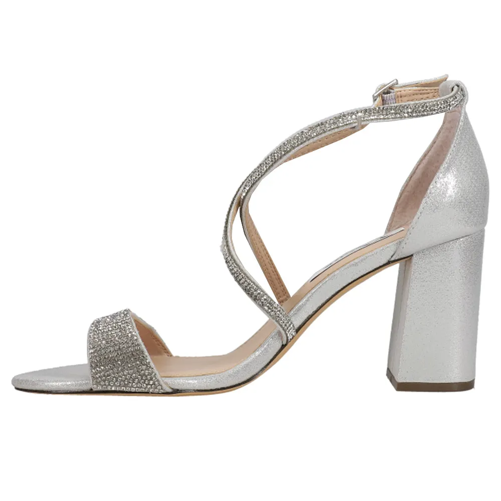 Henesi Rhinestone Block Heel Evening Sandals