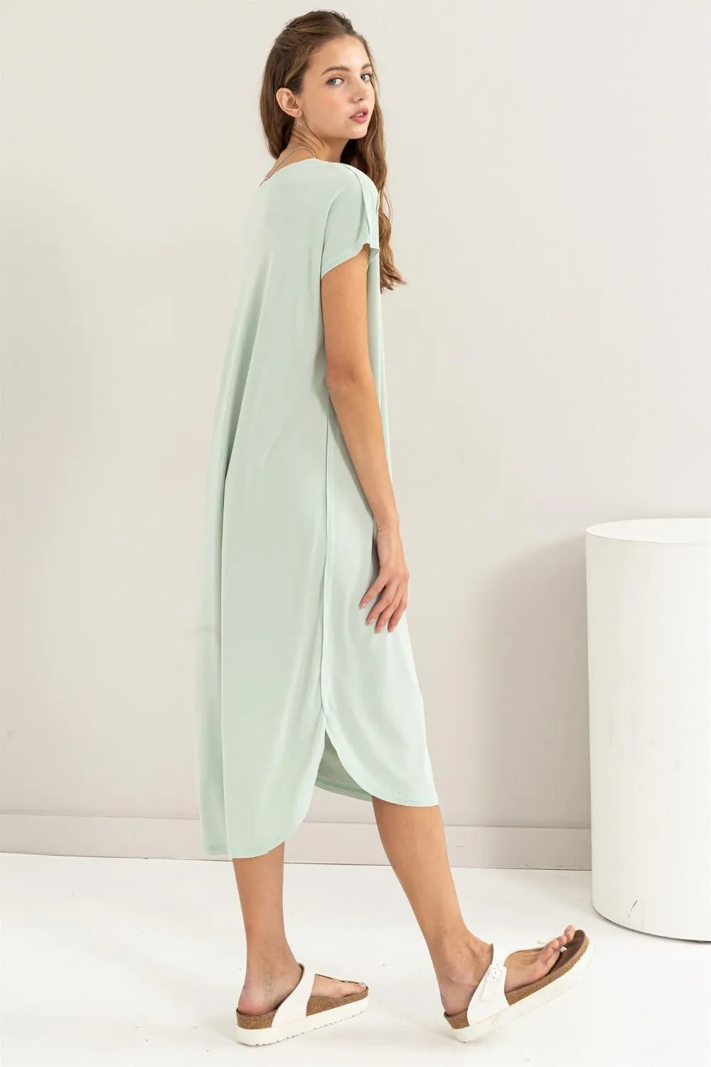 High-Low Slit Midi Dress