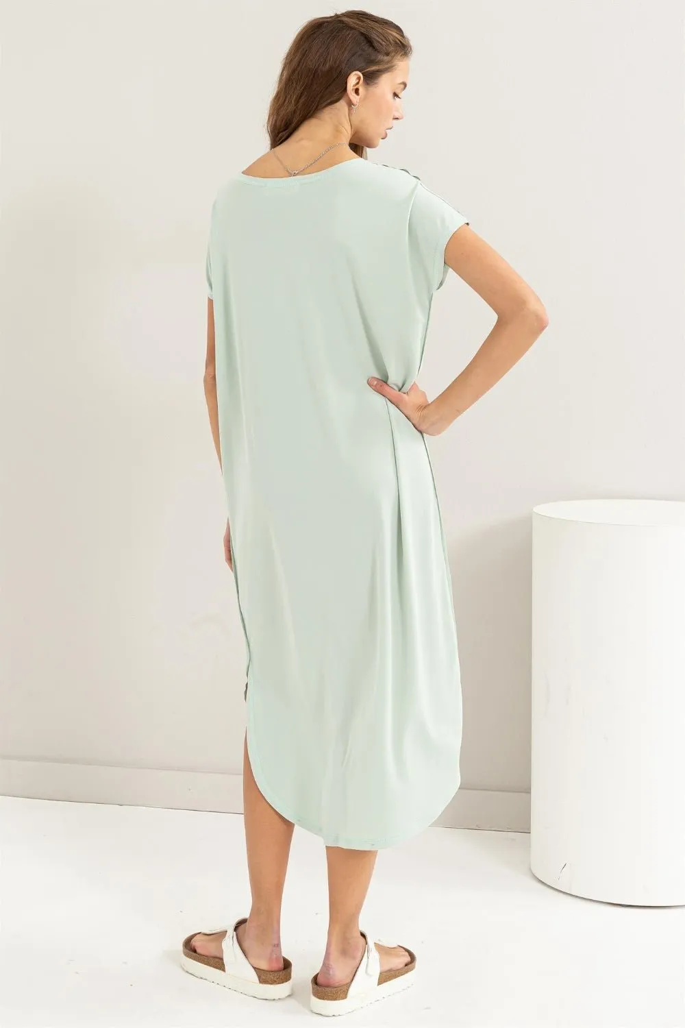 High-Low Slit Midi Dress