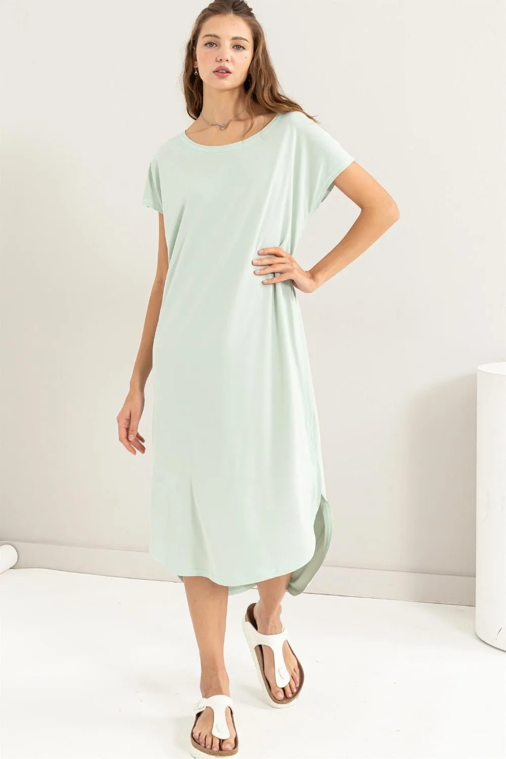 High-Low Slit Midi Dress