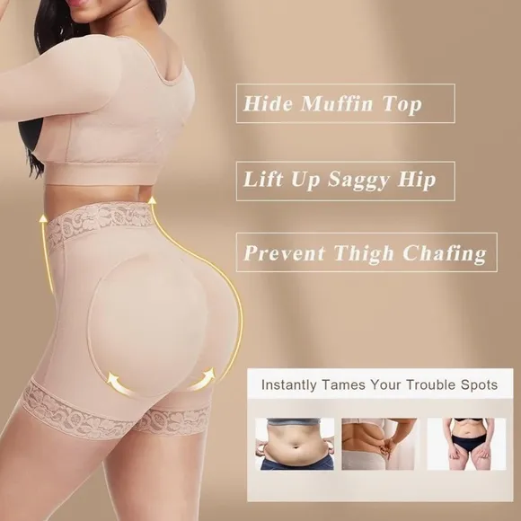 High Waist Lace Silicone Shorts Daily Use Shapewear Underwear Compression