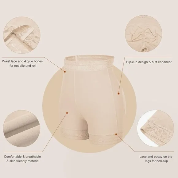High Waist Lace Silicone Shorts Daily Use Shapewear Underwear Compression