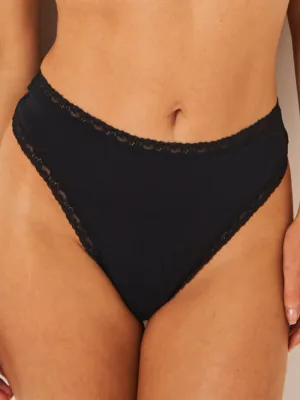 High Waisted Thong  - Black