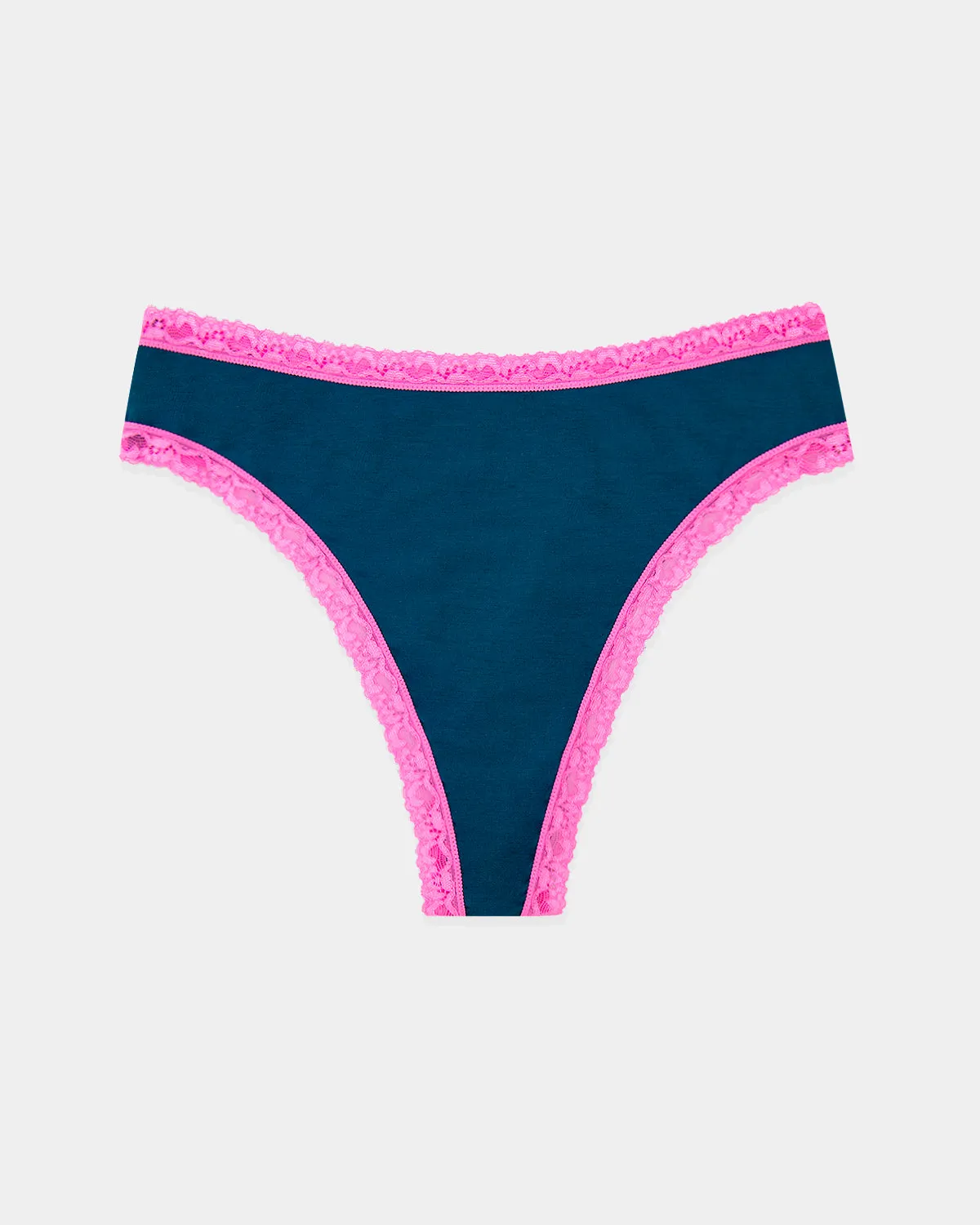 High Waisted Thong - Midnight Neon Pink