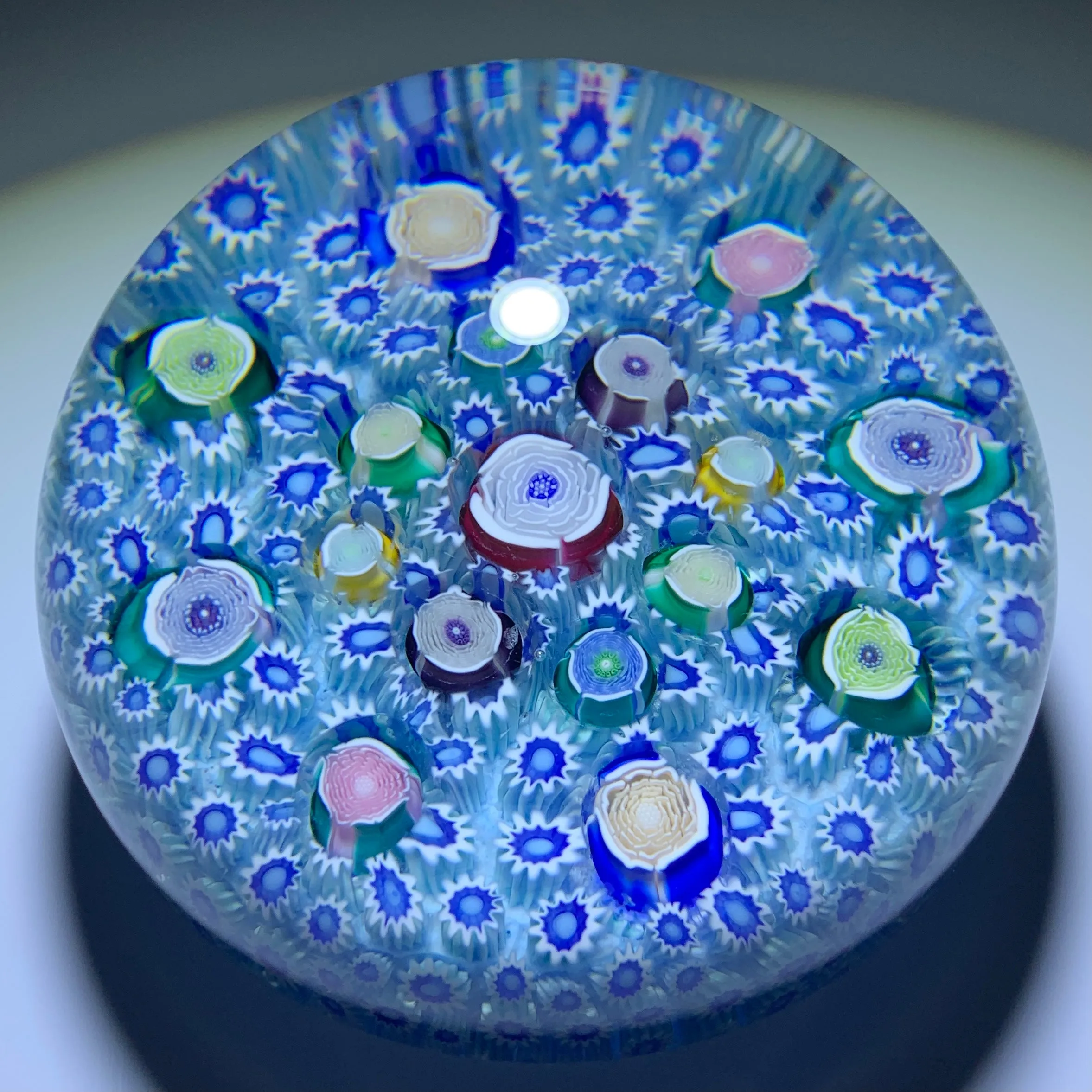John Deacons 2015 Spaced Roses Canes in Blue Millefiori Carpet Ground