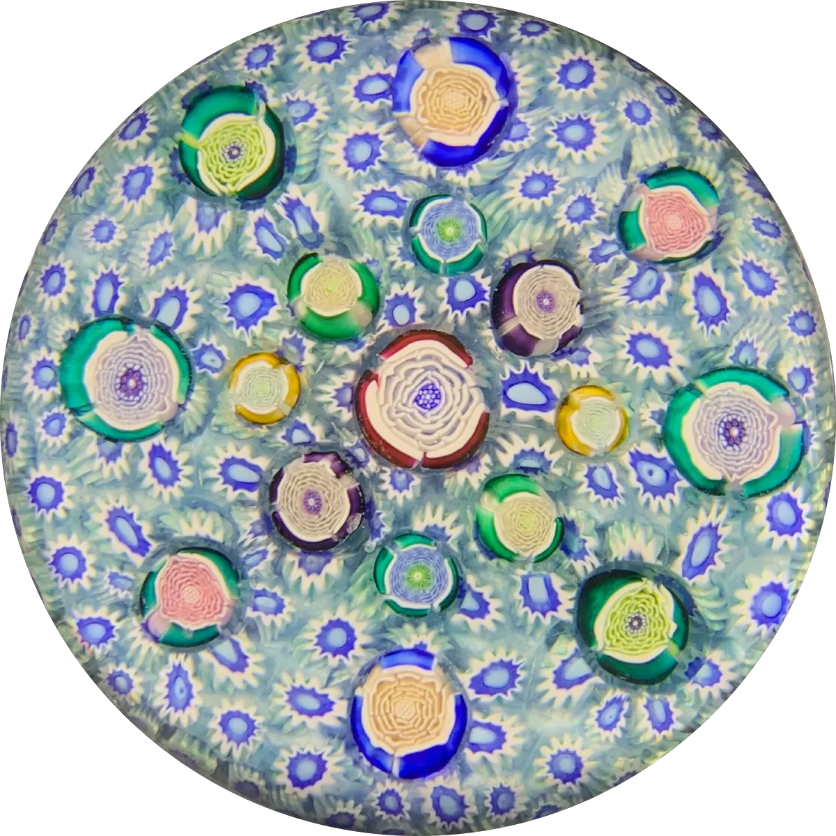 John Deacons 2015 Spaced Roses Canes in Blue Millefiori Carpet Ground