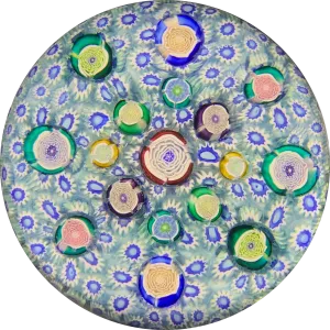 John Deacons 2015 Spaced Roses Canes in Blue Millefiori Carpet Ground
