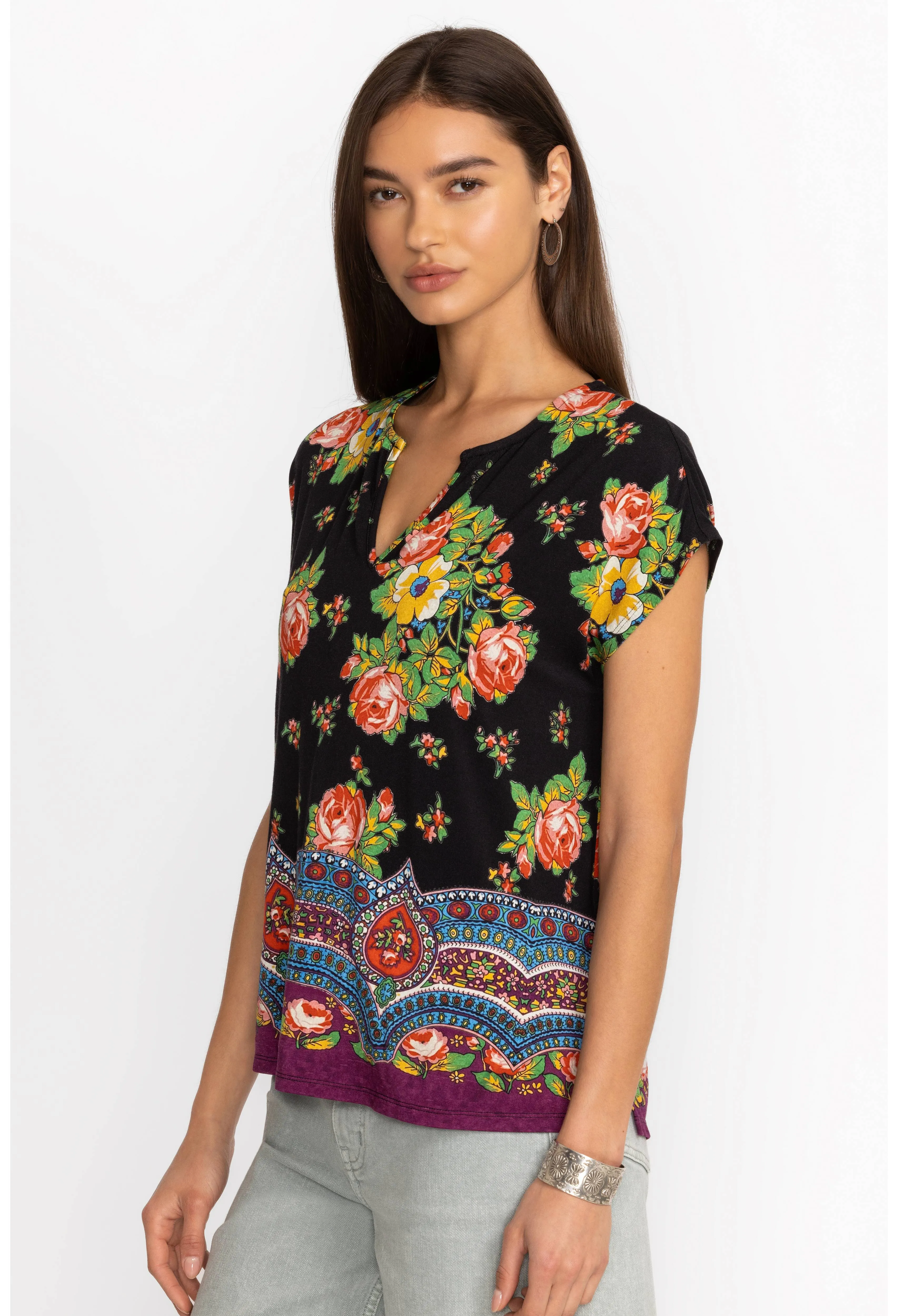 Johnny Was Spark Dolman V-Neck Tee