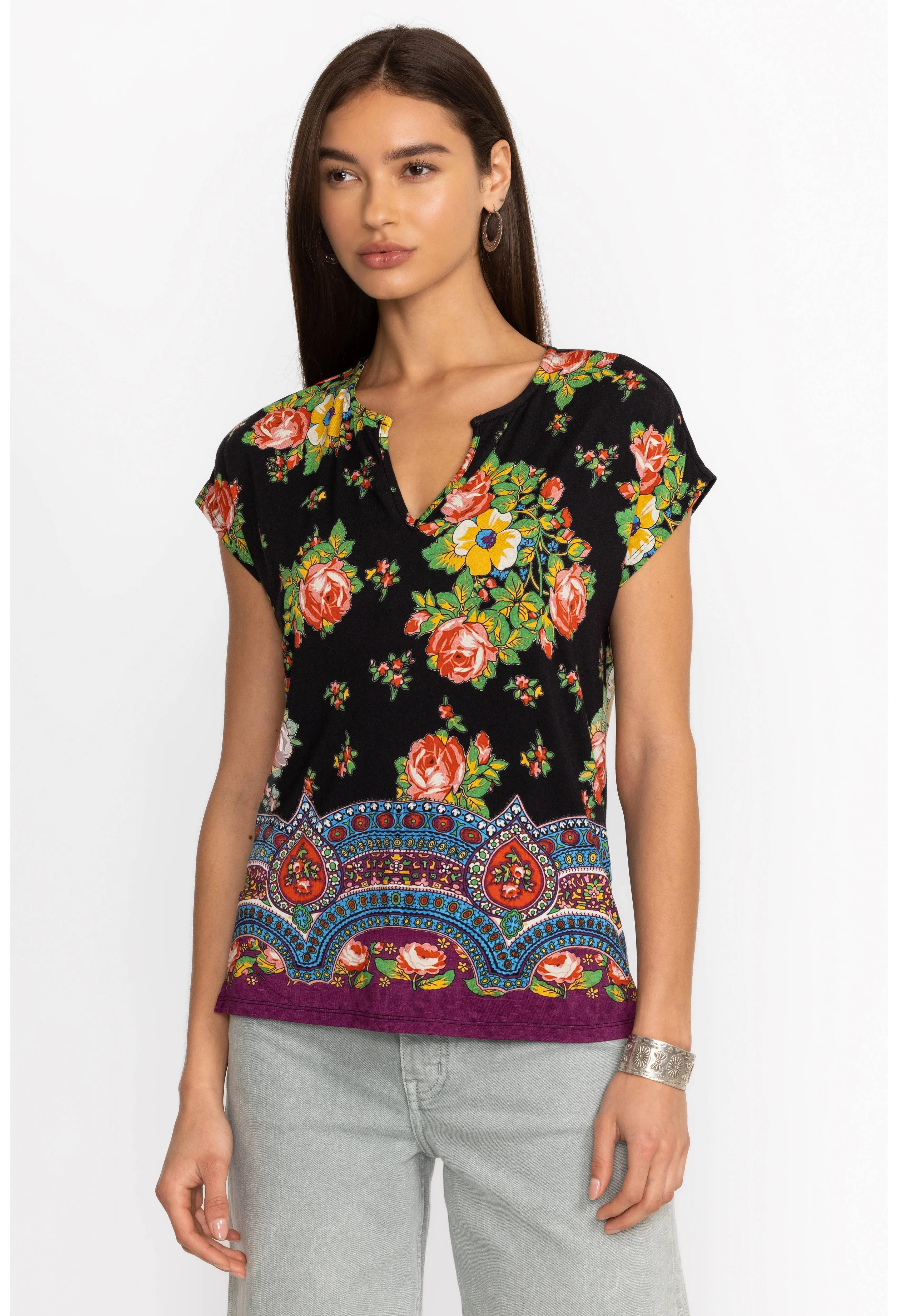 Johnny Was Spark Dolman V-Neck Tee