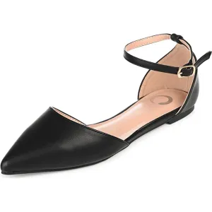 Journee Collection Women's Reba Buckle Pointed Toe Ballet Flats - Black, 6.5 Wide