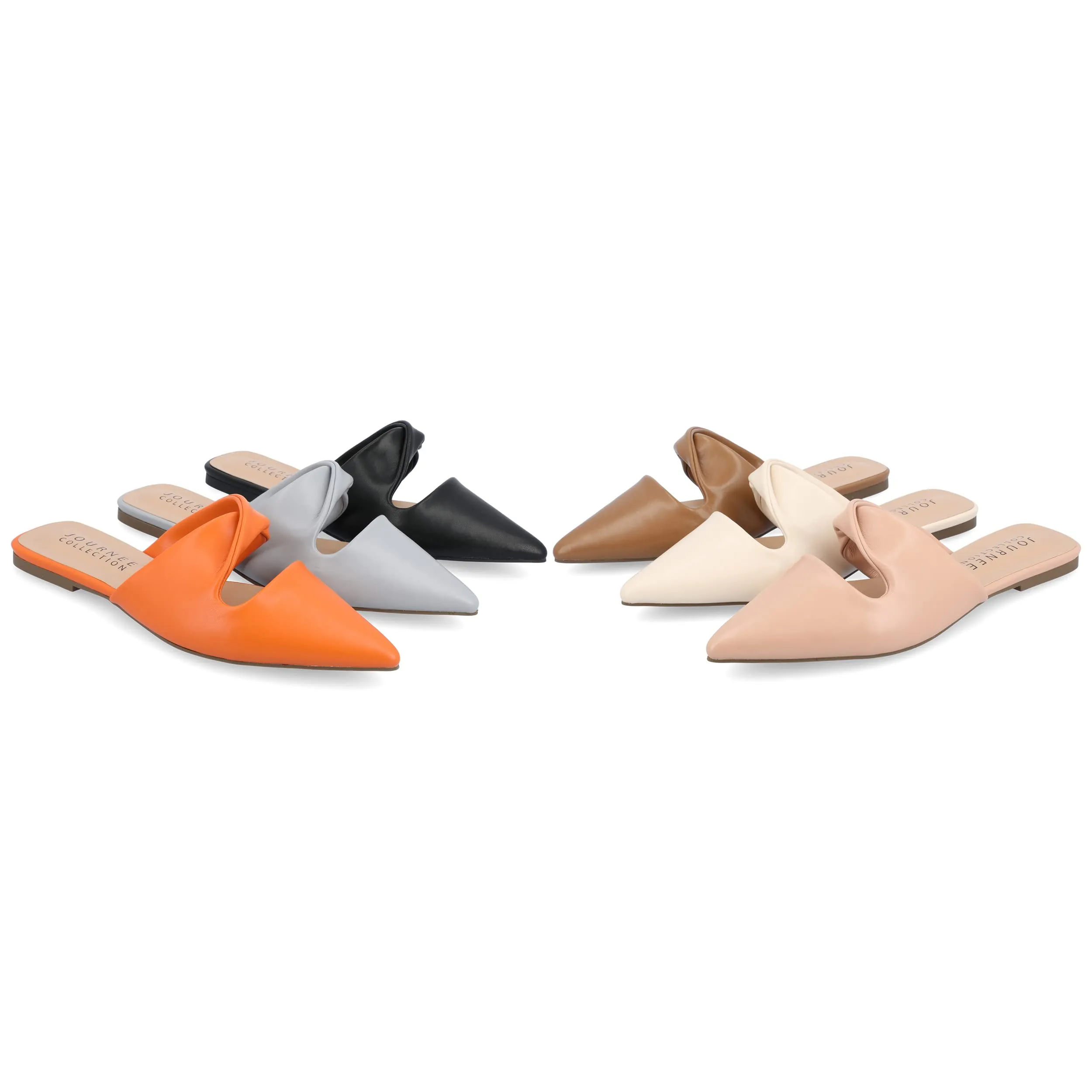 Journee Womens Enniss Open Side Pointed Toe Mule Flats