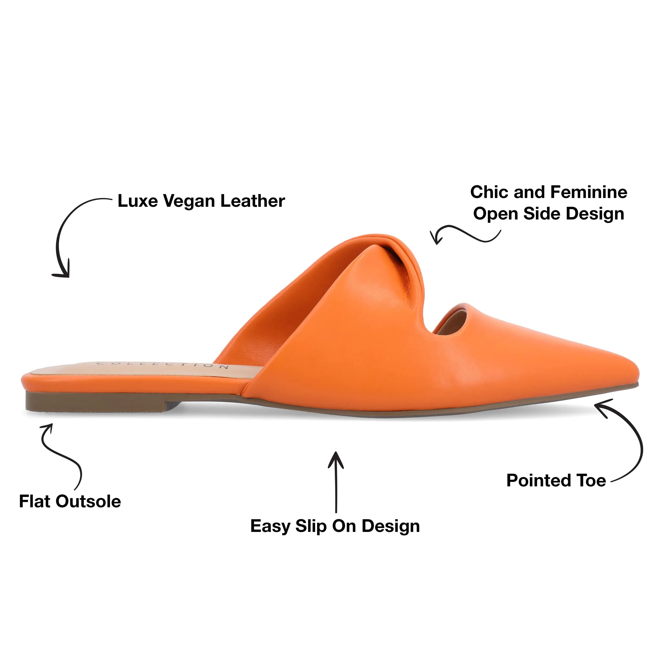 Journee Womens Enniss Open Side Pointed Toe Mule Flats
