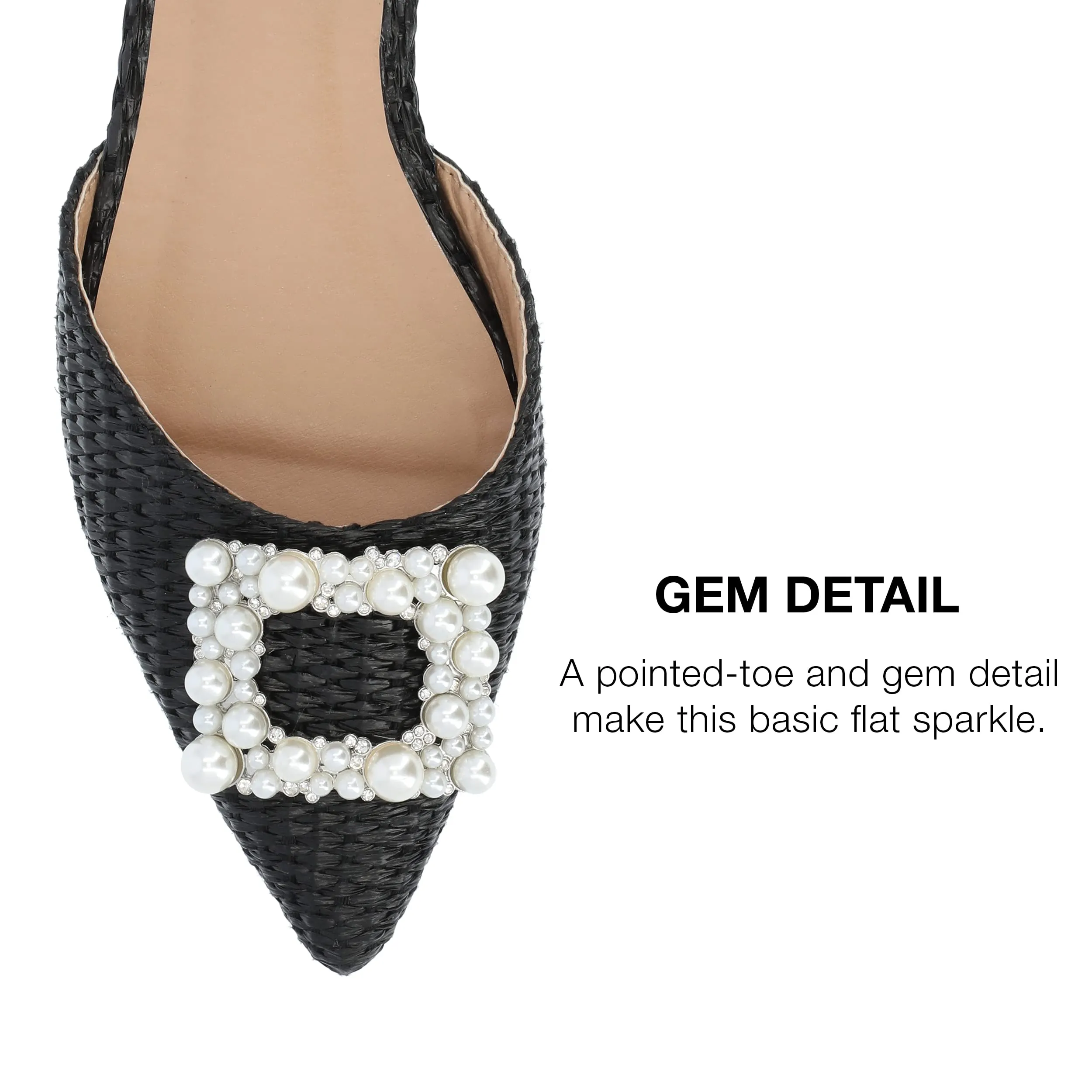 Journee Womens Hannae Sling Back Pointed Toe Flats Black
