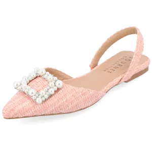 Journee Womens Hannae Sling Back Pointed Toe Flats Pink
