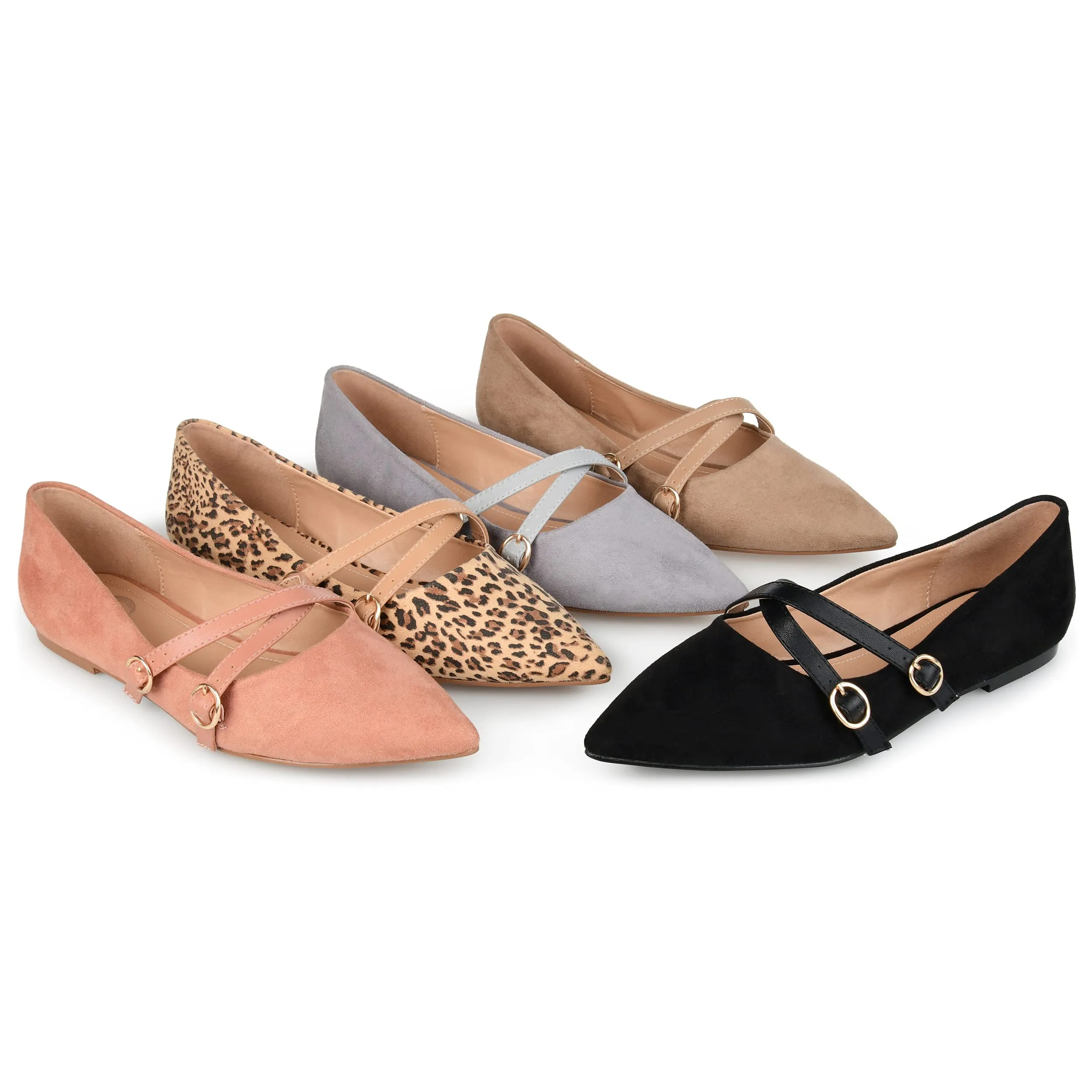 Journee Womens Patricia Slip On Pointed Toe Ballet Dress Flats