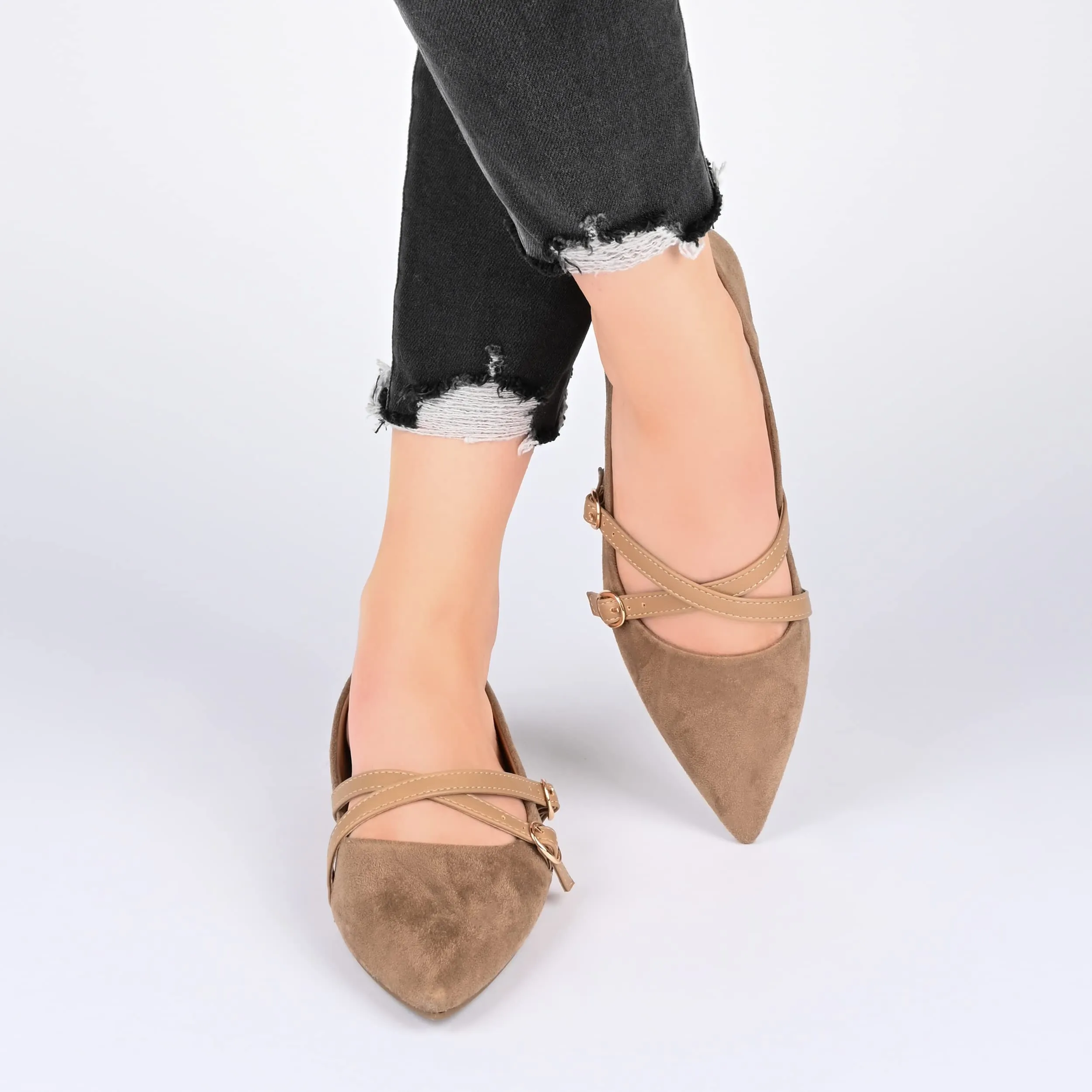 Journee Womens Patricia Slip On Pointed Toe Ballet Dress Flats