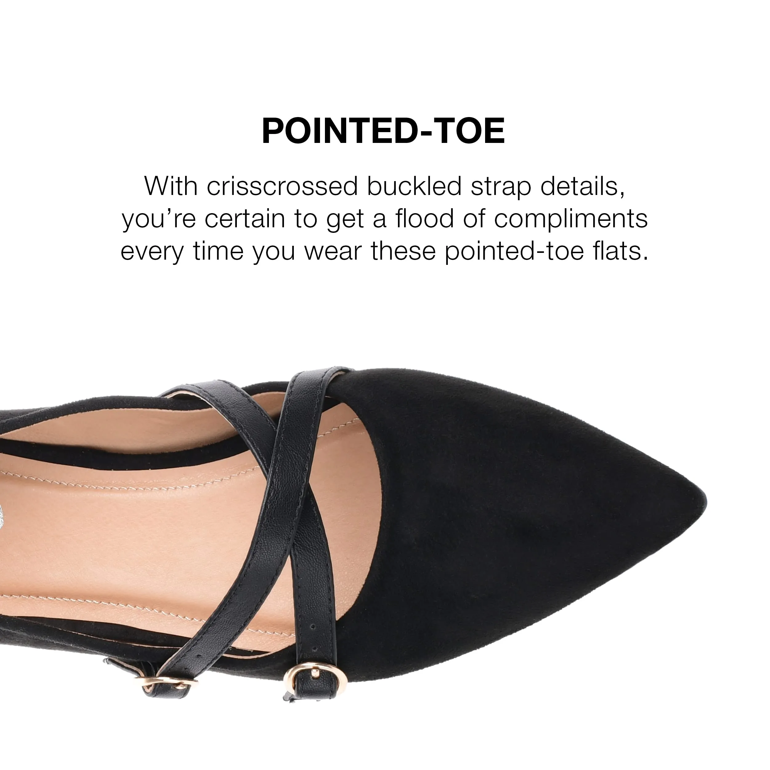 Journee Womens Patricia Slip On Pointed Toe Ballet Dress Flats