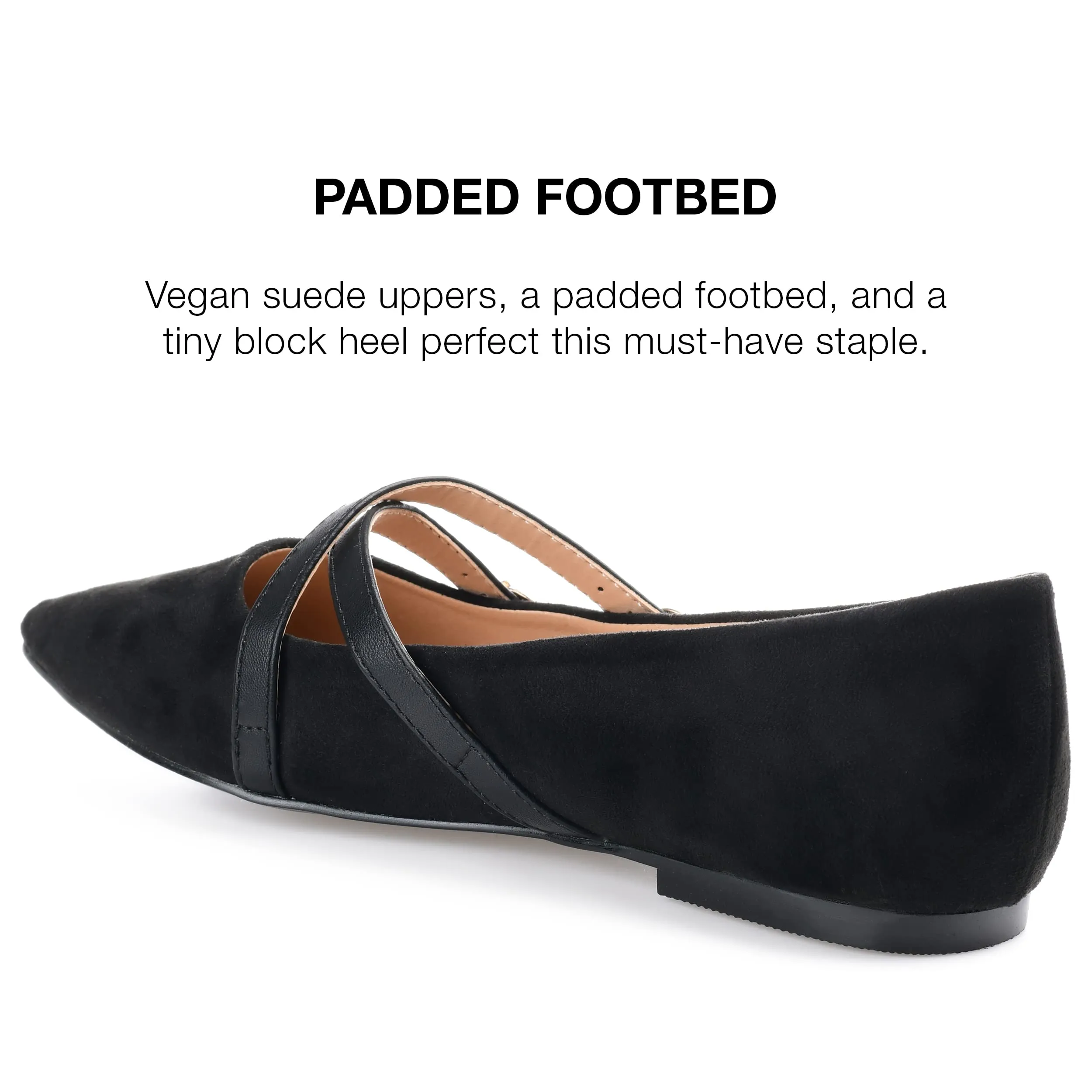 Journee Womens Patricia Wide Width Slip On Pointed Toe Ballet Flats Black