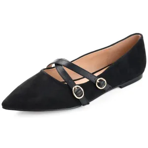 Journee Womens Patricia Wide Width Slip On Pointed Toe Ballet Flats Black