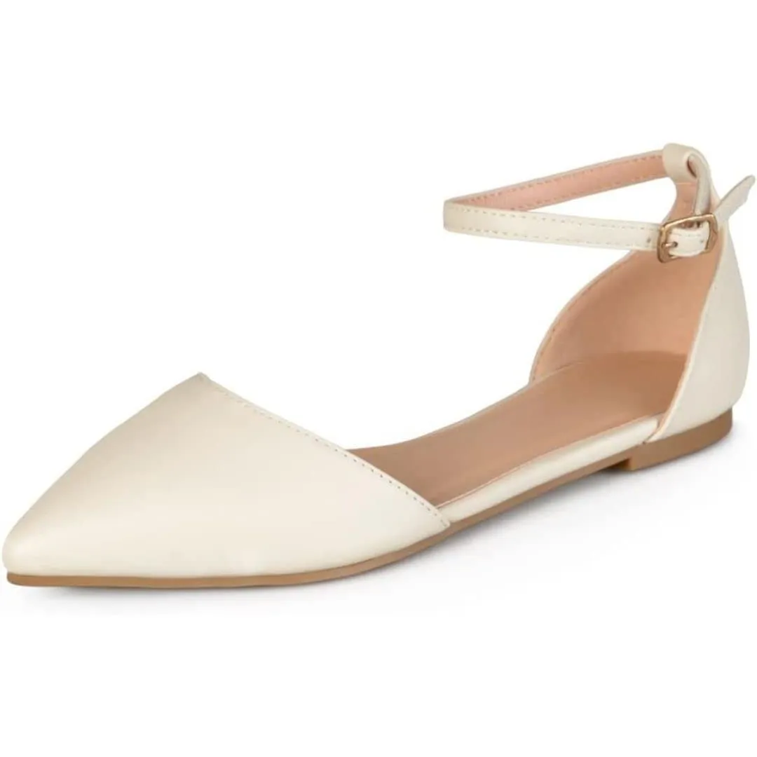 Journee Womens Reba Wide Width Buckle Pointed Toe Ballet Flats