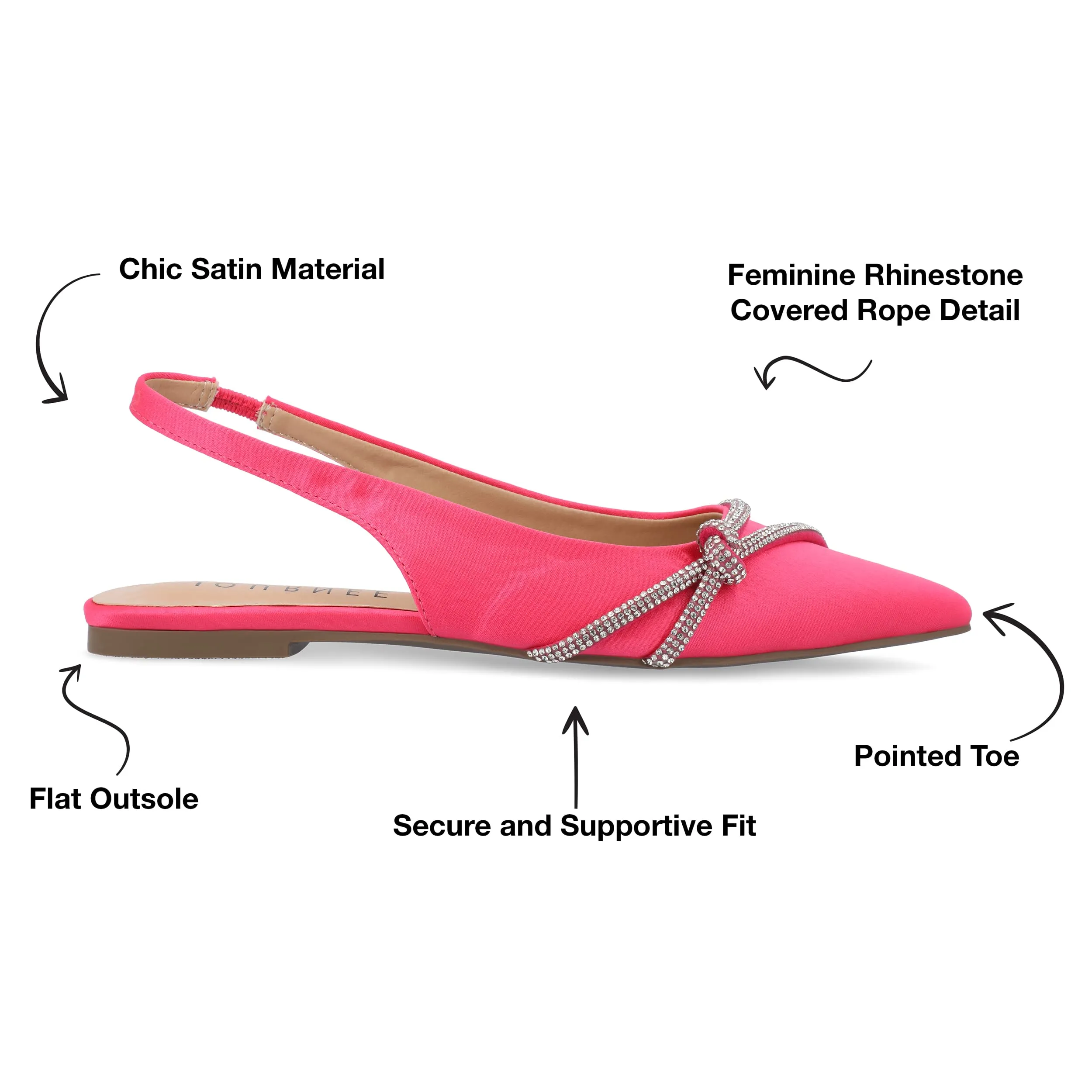 Journee Womens Rebbel Sling Back Pointed Toe Evening Dress Flats