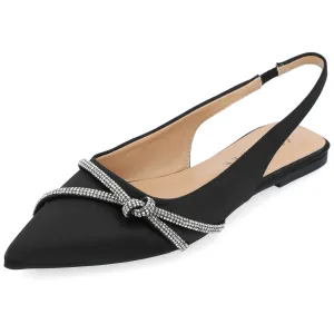 Journee Womens Rebbel Sling Back Pointed Toe Evening Dress Flats