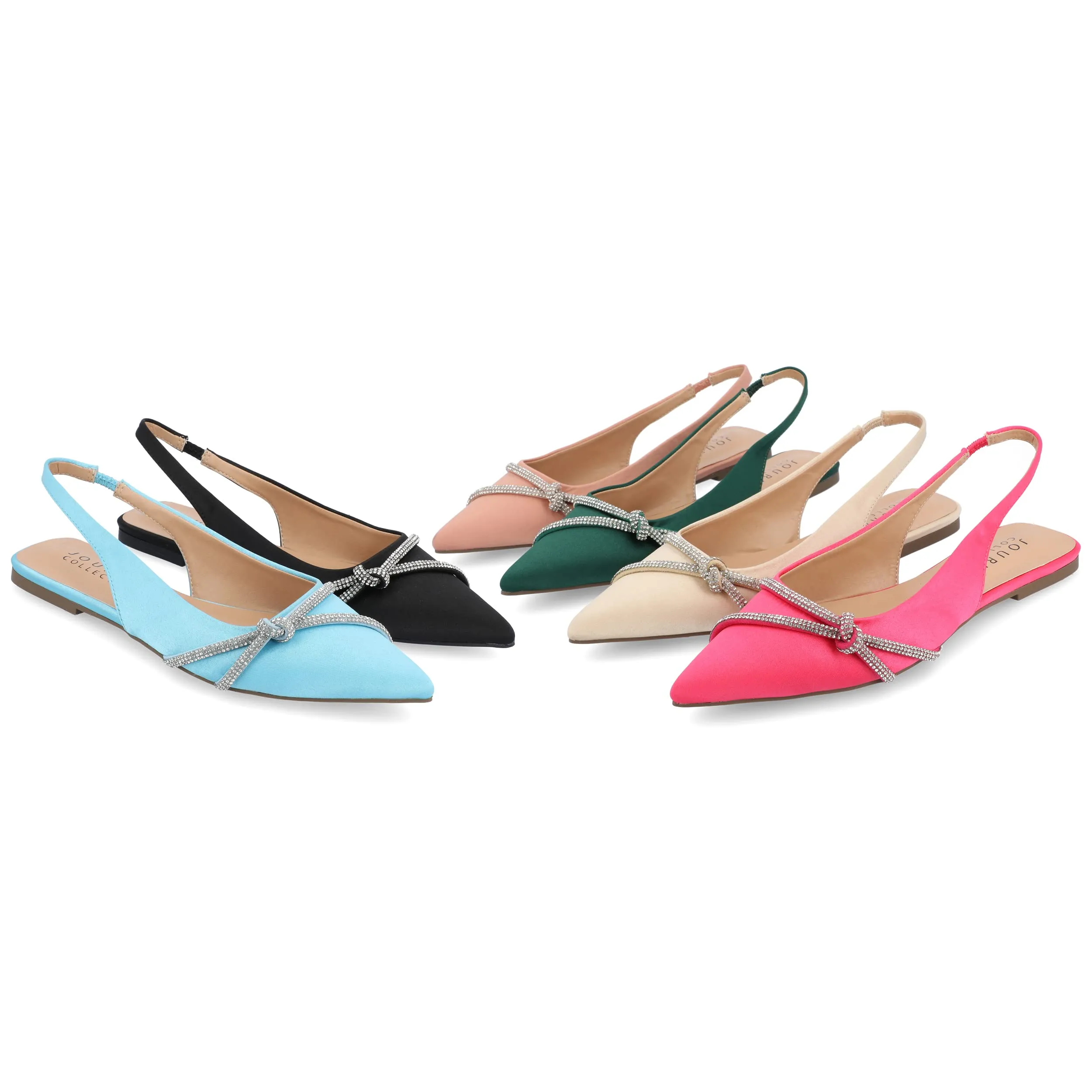 Journee Womens Rebbel Sling Back Pointed Toe Evening Dress Flats