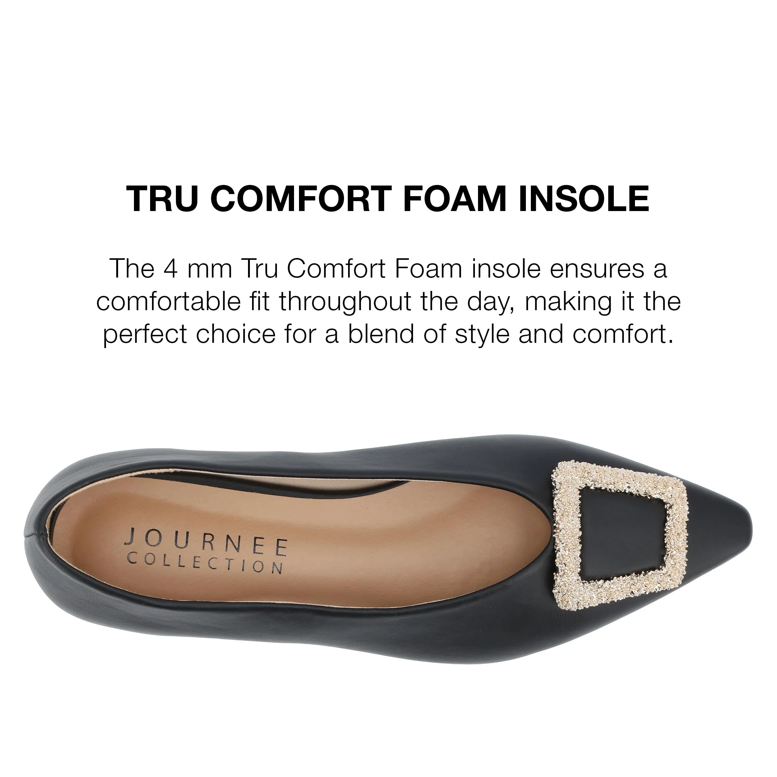 Journee Womens Tru Comfort Foam Elowen Slip On Slim Squared Off Pointed Toe Flats