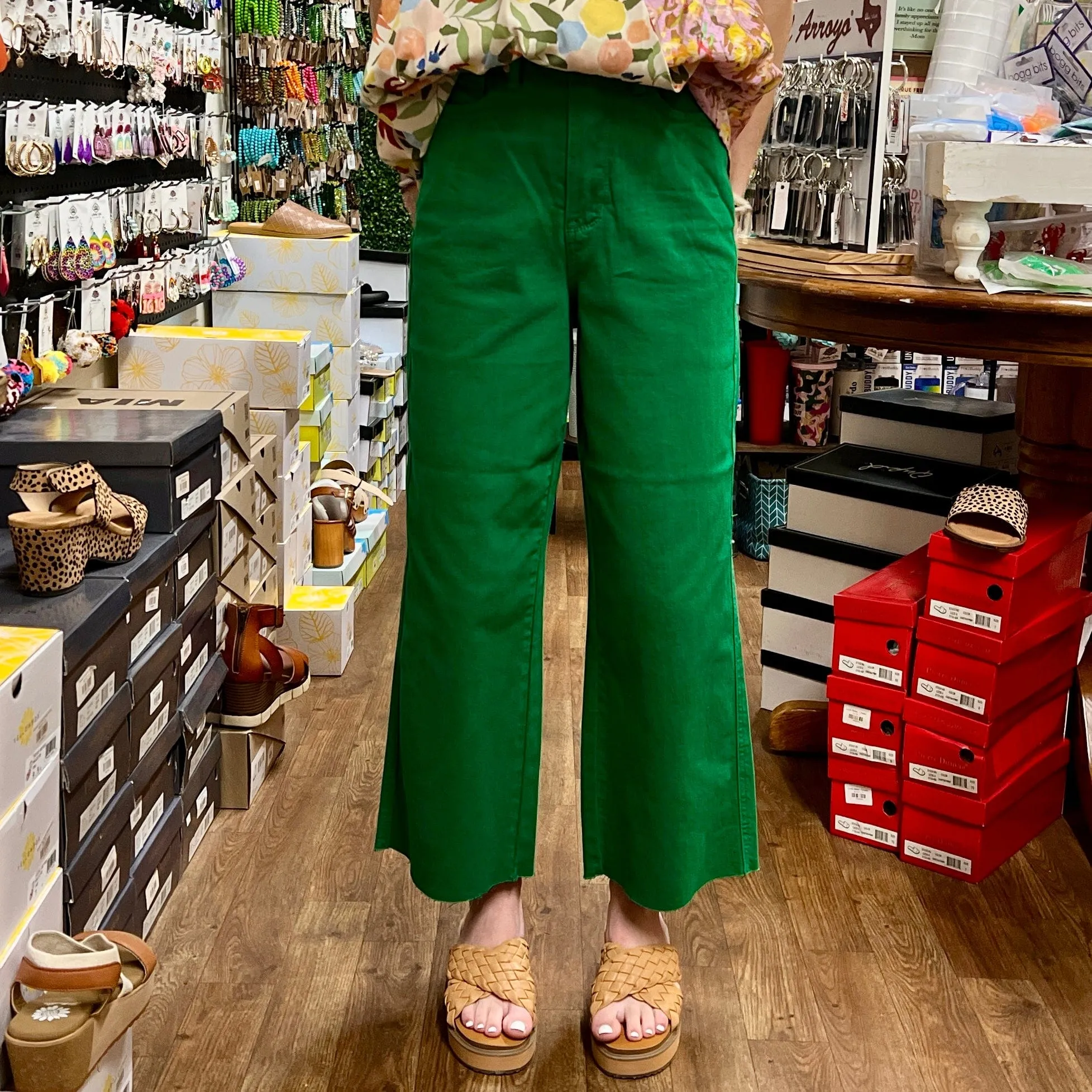 Judy Blue Tummy Control High Waist Crop Jean - Kelly Green