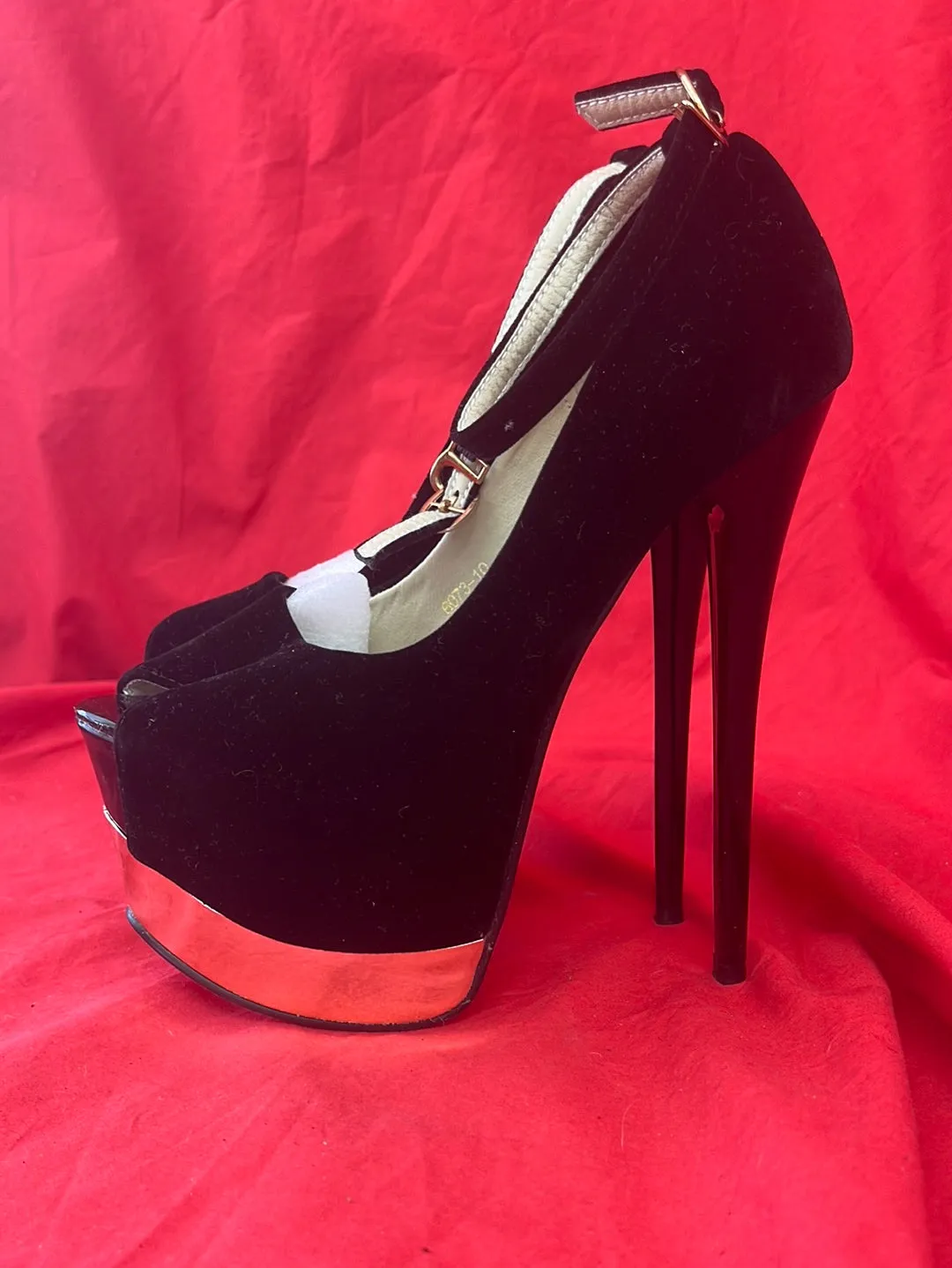 KAYINA Black Platform Ankle-Strap Stilletos -- Size 36 (US 6)