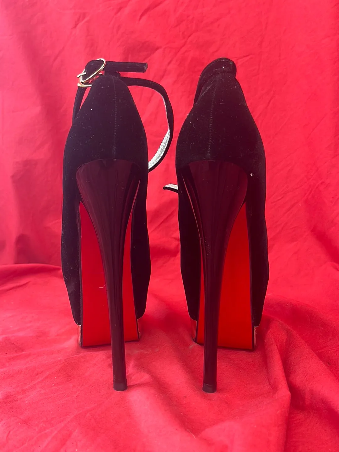 KAYINA Black Platform Ankle-Strap Stilletos -- Size 36 (US 6)