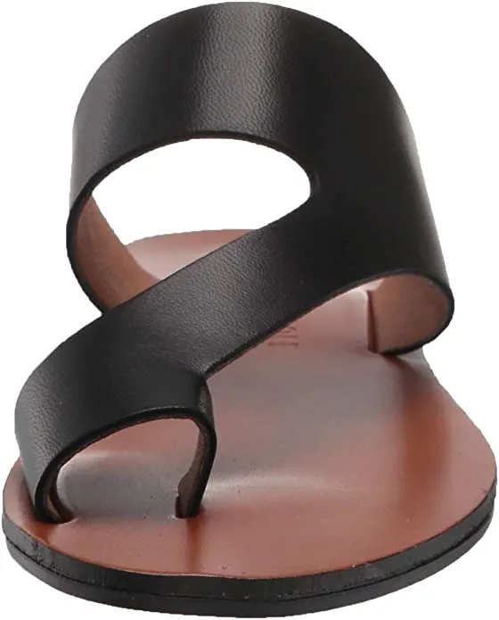 Kenneth Cole Women's Palm Sandal, Black Leather, 9 M US