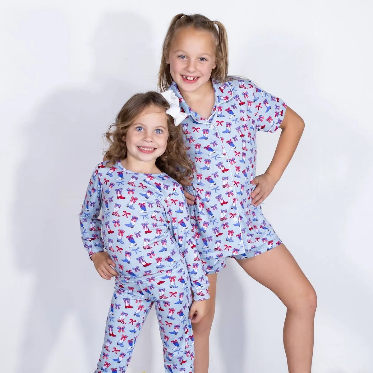 Kid's Boots n' Bows Long Sleeve Pajamas   Illusion/Red/White   Set of 2   -Asst.