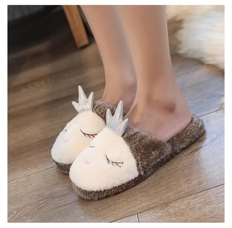 Lovely Women Home Slippers Warm Winter Cute Indoor House Slip On Flip Flops