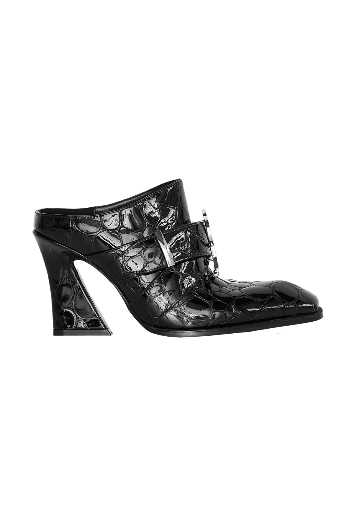 Luar Jehan Pebble Belted Mules Black