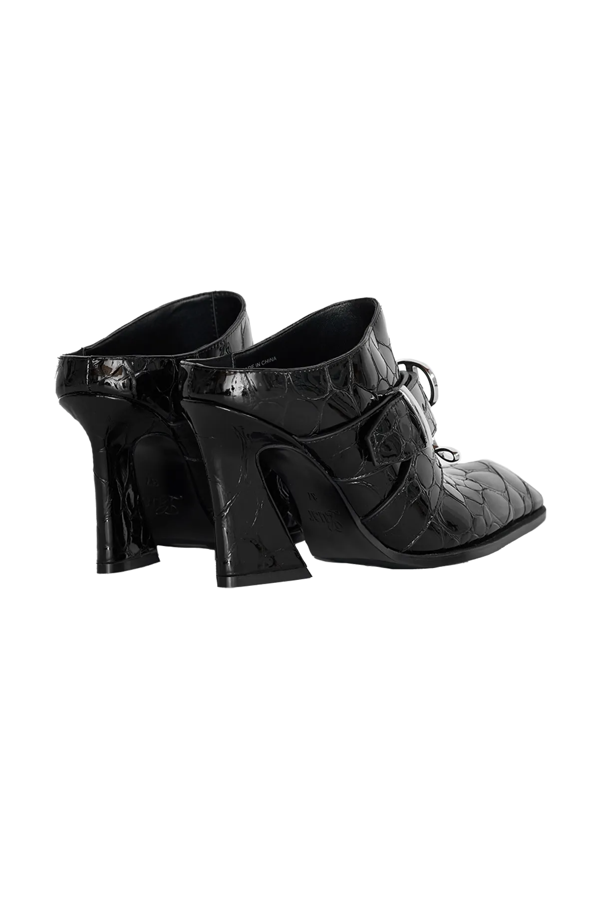 Luar Jehan Pebble Belted Mules Black