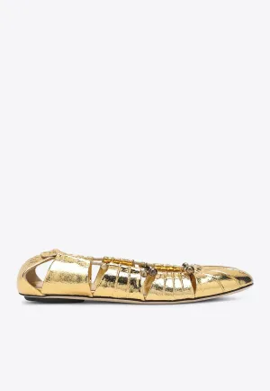 Luna Cut-Out Metallic Ballet Flats