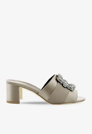 Martanew 50 Crystal Buckle Satin Sandals