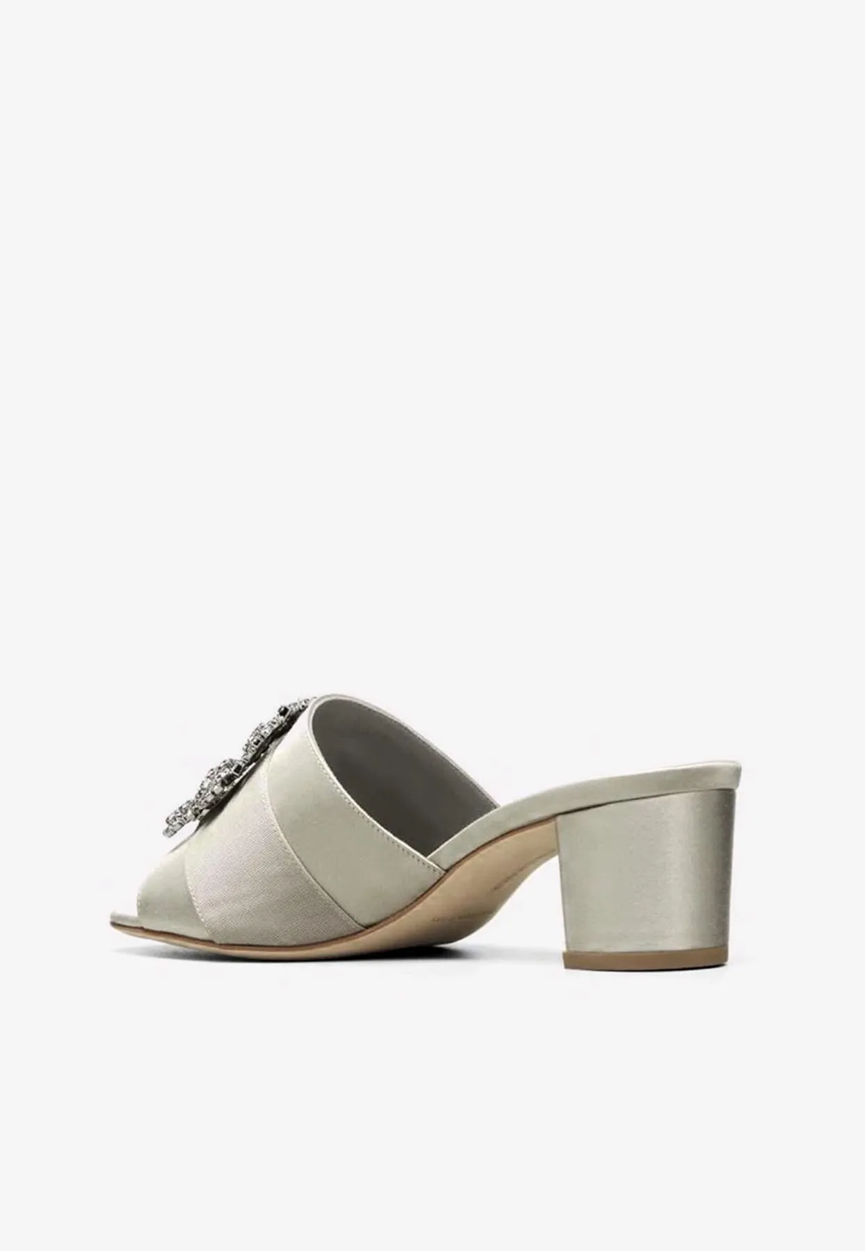 Martanew 50 Crystal Buckle Satin Sandals