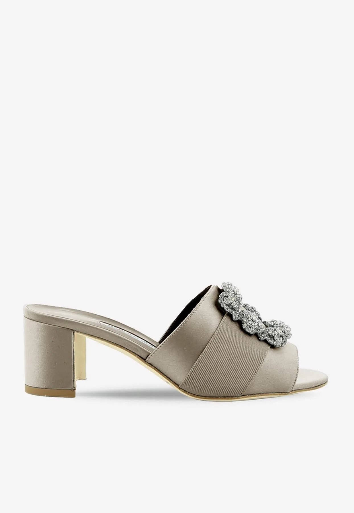 Martanew 50 Crystal Buckle Satin Sandals