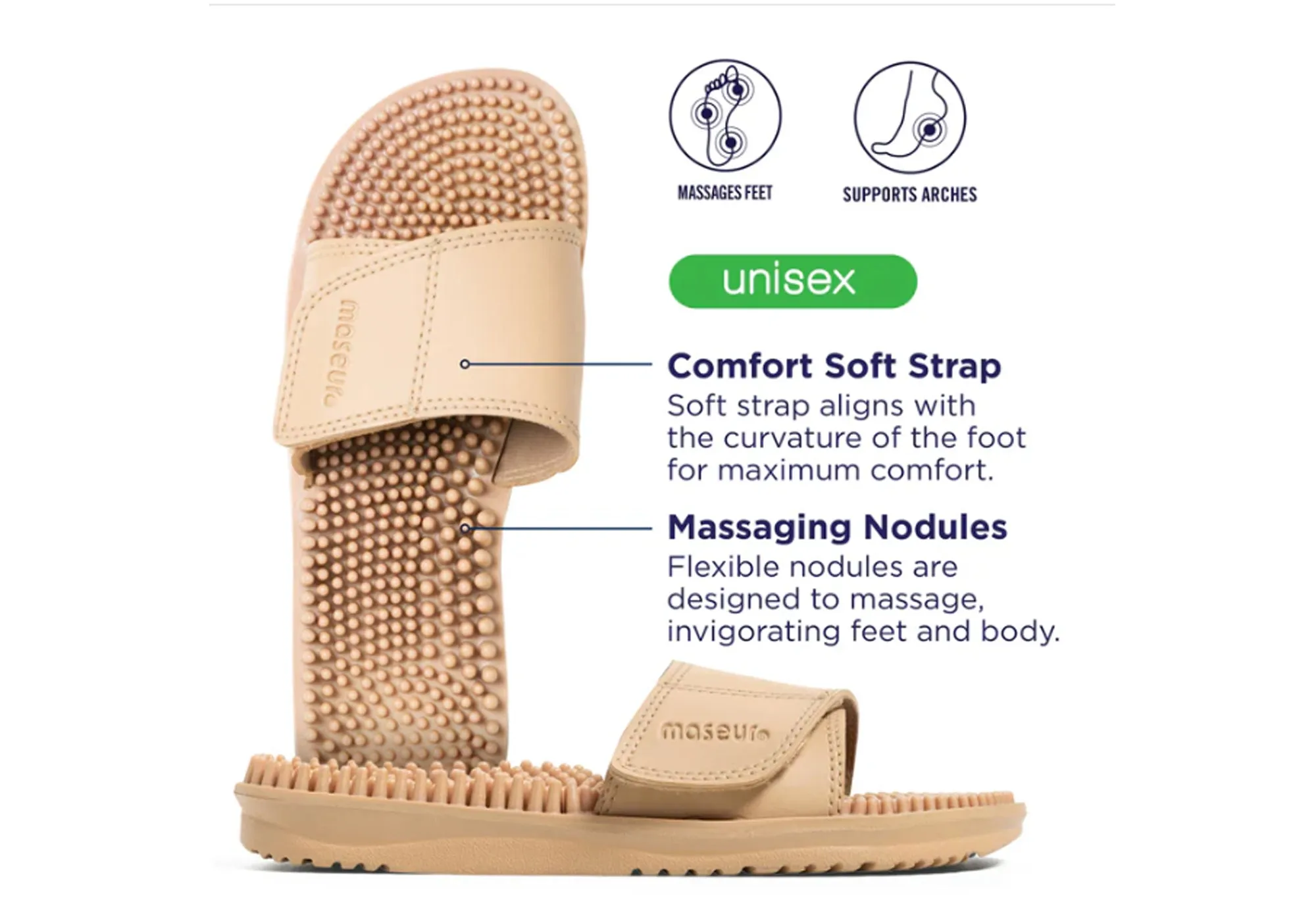 Maseur Unisex Invigorating Massage Comfortable Slide Sandals
